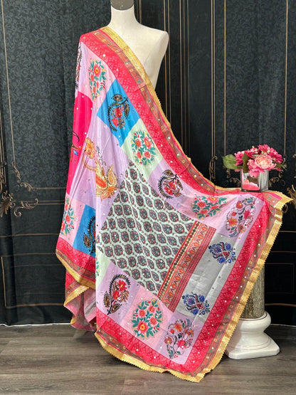 Multicolored Pakistani dupatta - Kurti Connection USA