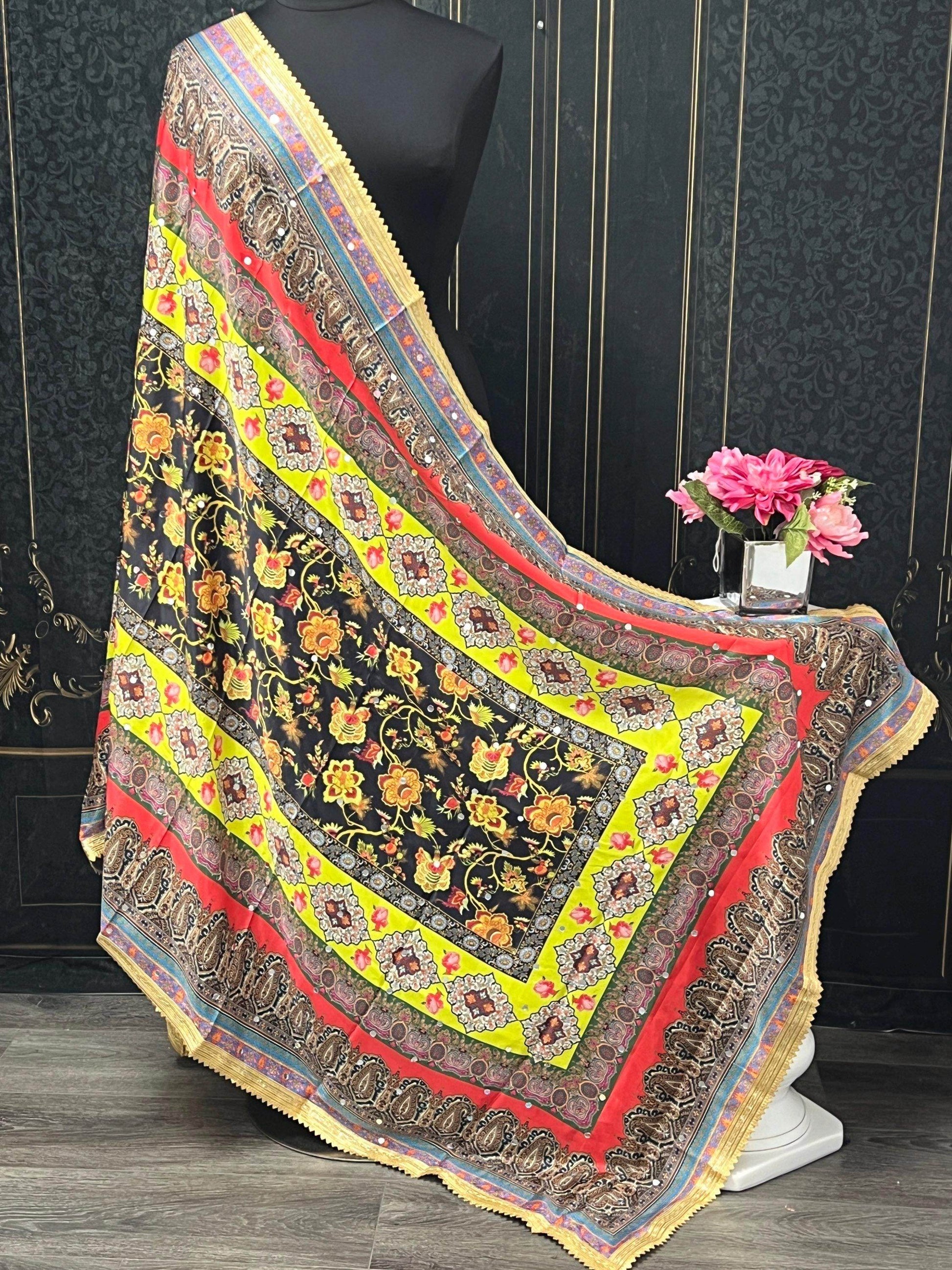 Digital print dupatta / Pakistani mirror work dupatta - Kurti Connection USA