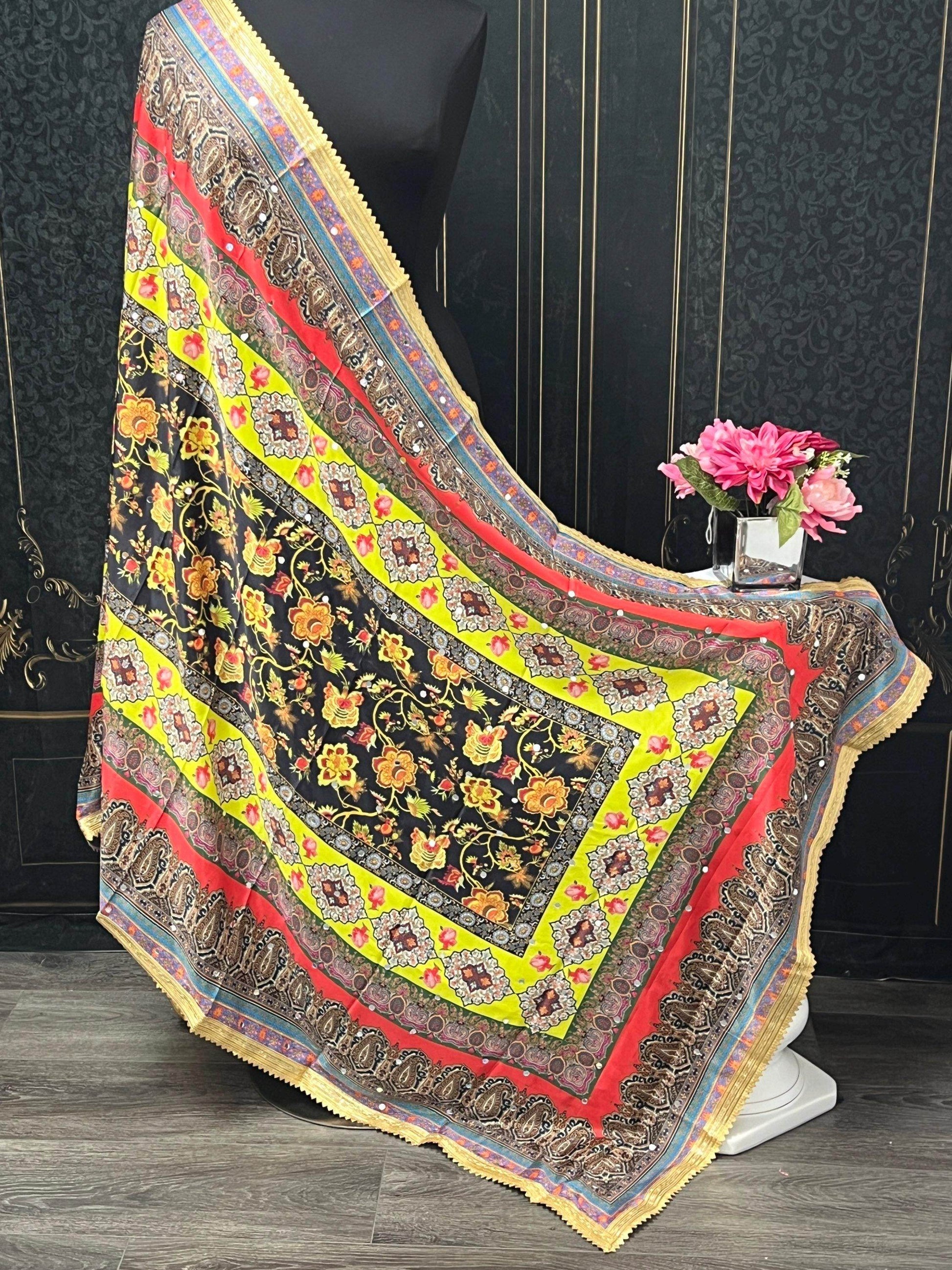 Digital print dupatta / Pakistani mirror work dupatta - Kurti Connection USA