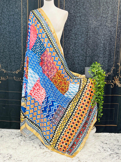 Multi color mirror work dupatta - Kurti Connection USA
