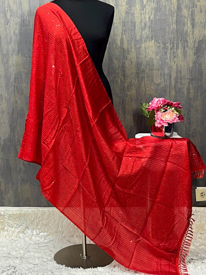 Red dupatta | sequin dupatta - Kurti Connection USA