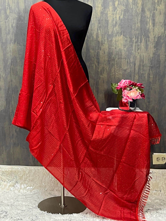 Red dupatta | sequin dupatta - Kurti Connection USA
