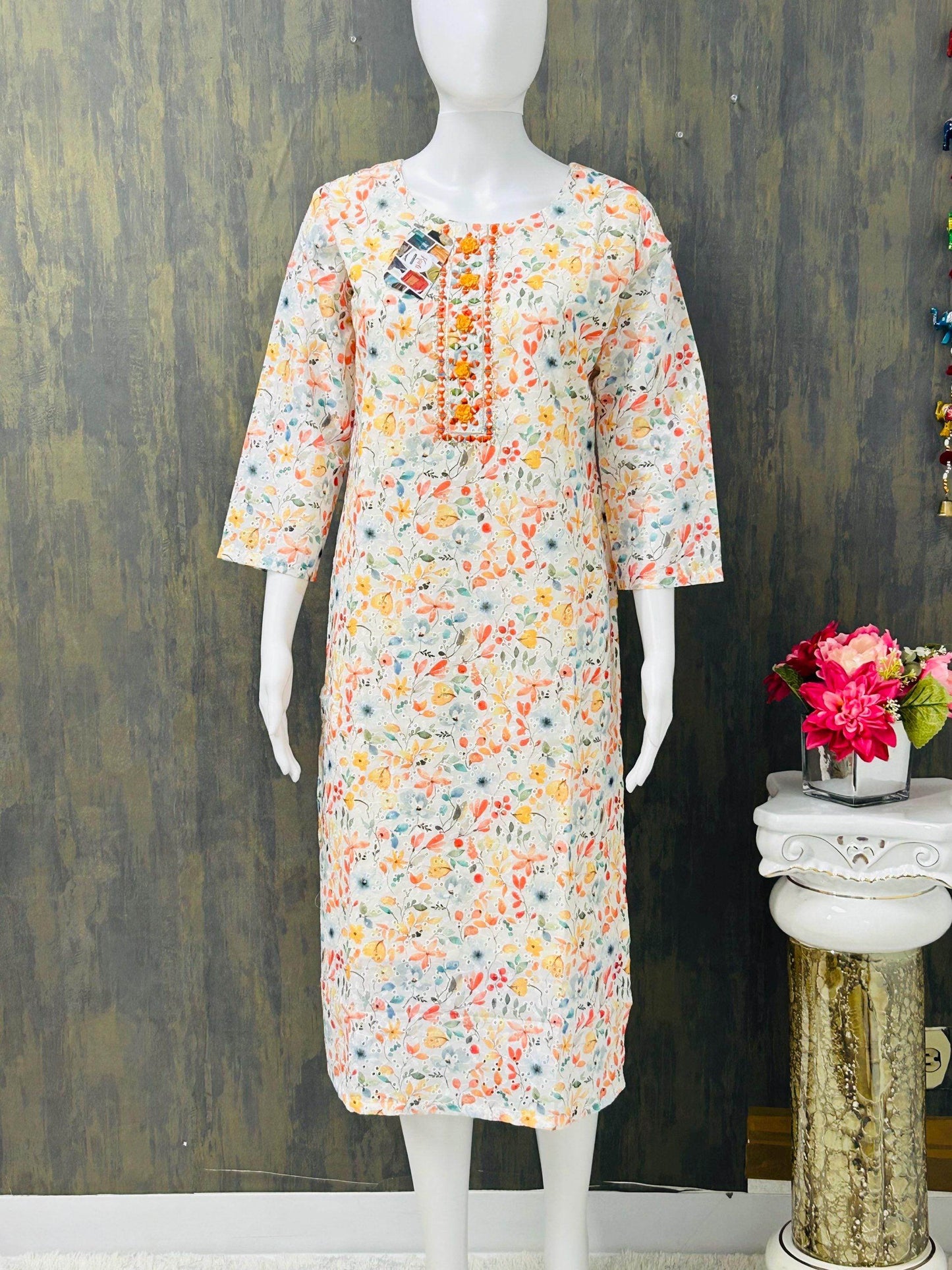 Hakoba cotton kurti - Kurti Connection USA