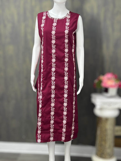 Chiffon chikankari Kurti | three fourth sleeves available - Kurti Connection USA