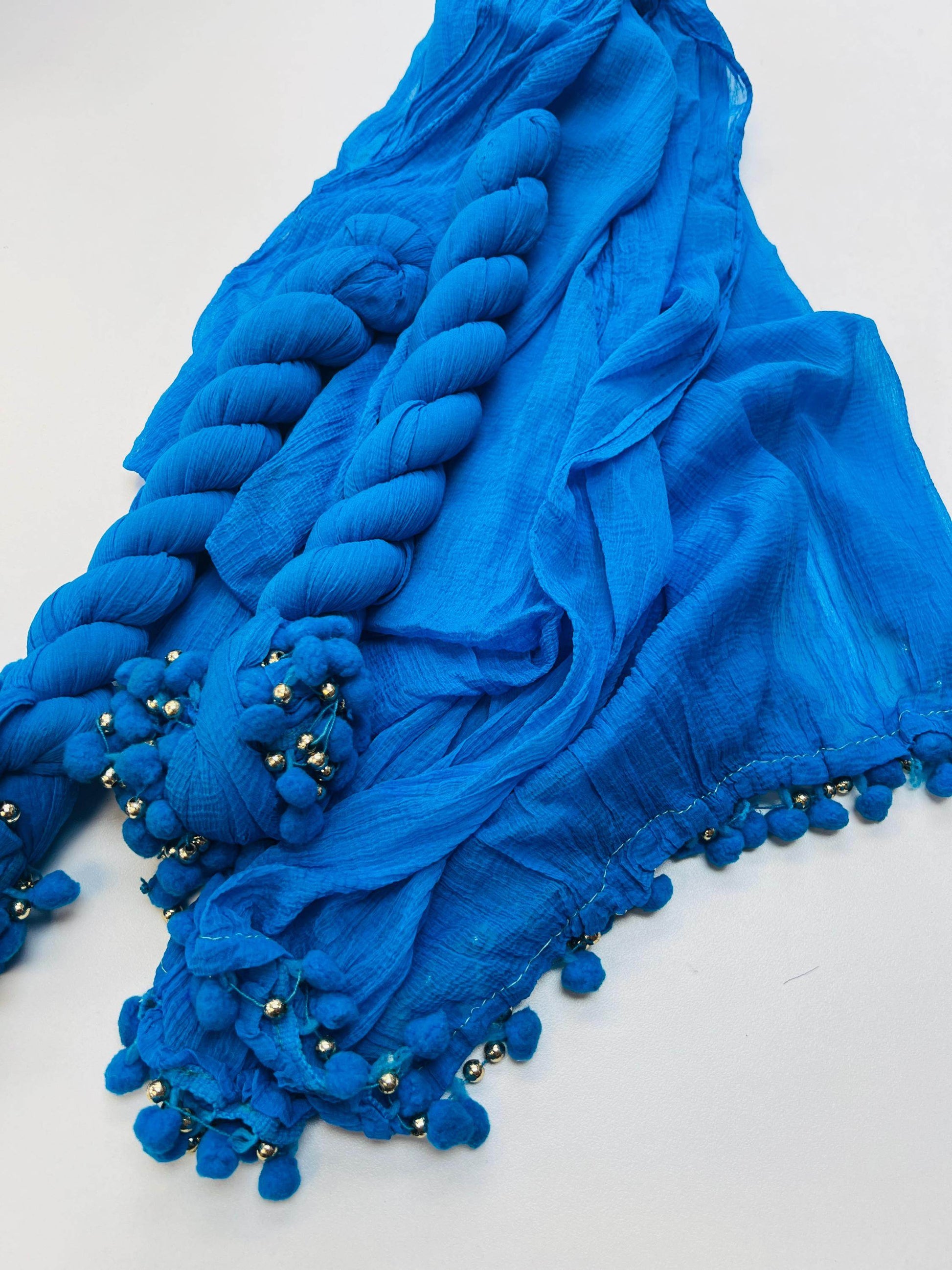 Teal blue plain chiffon dupatta - Kurti Connection USA