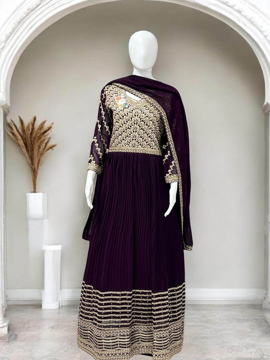 Heavy embroidery work long Kurti - Kurti Connection USA