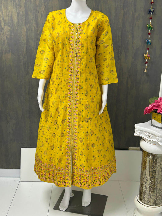 Chanderi silk kurti - Kurti Connection USA