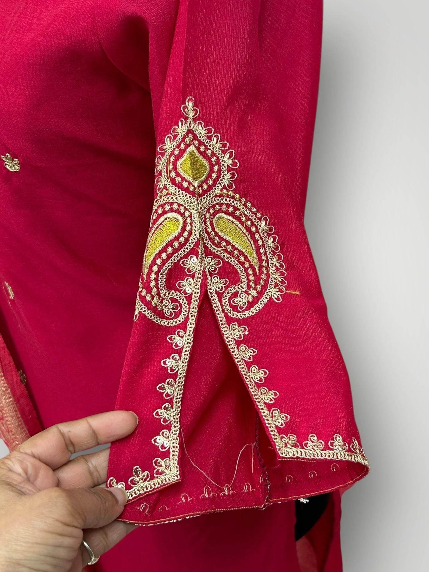 Shimmer silk Kurti set : Dark pink - Kurti Connection USA