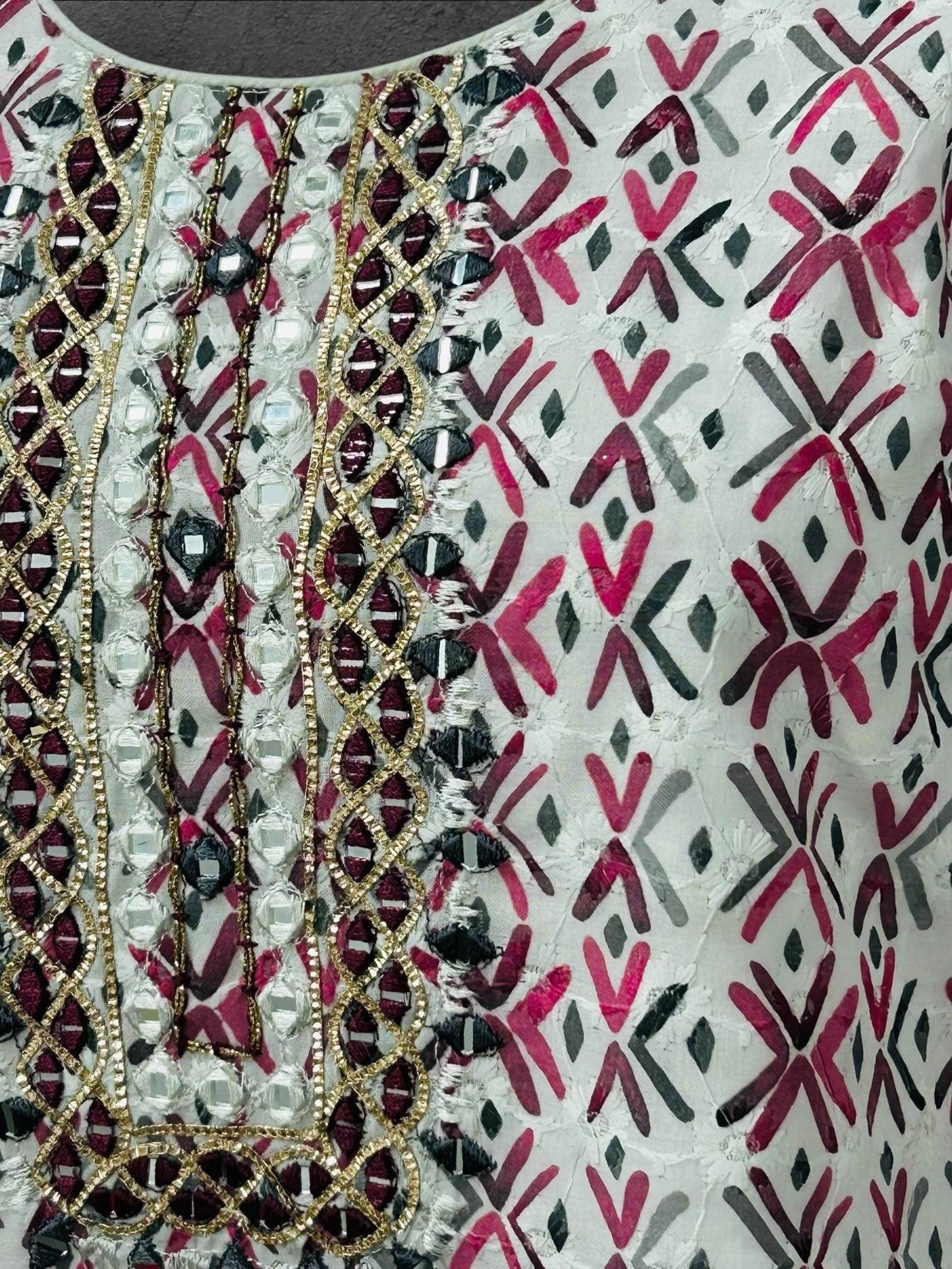 Cotton chikankari kurti with print: SALE - Kurti Connection USA