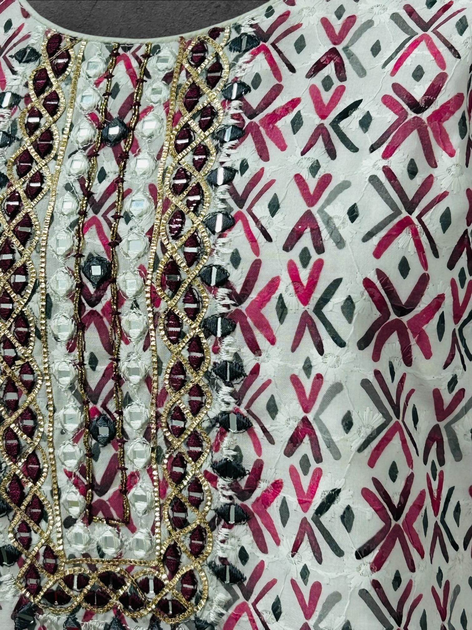 Cotton chikankari kurti with print: SALE - Kurti Connection USA