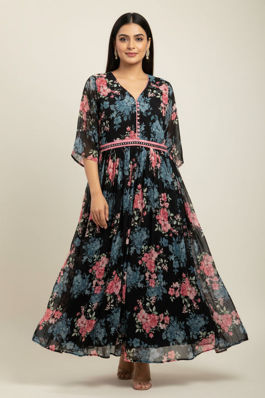 Chiffon long kurti - Kurti Connection USA