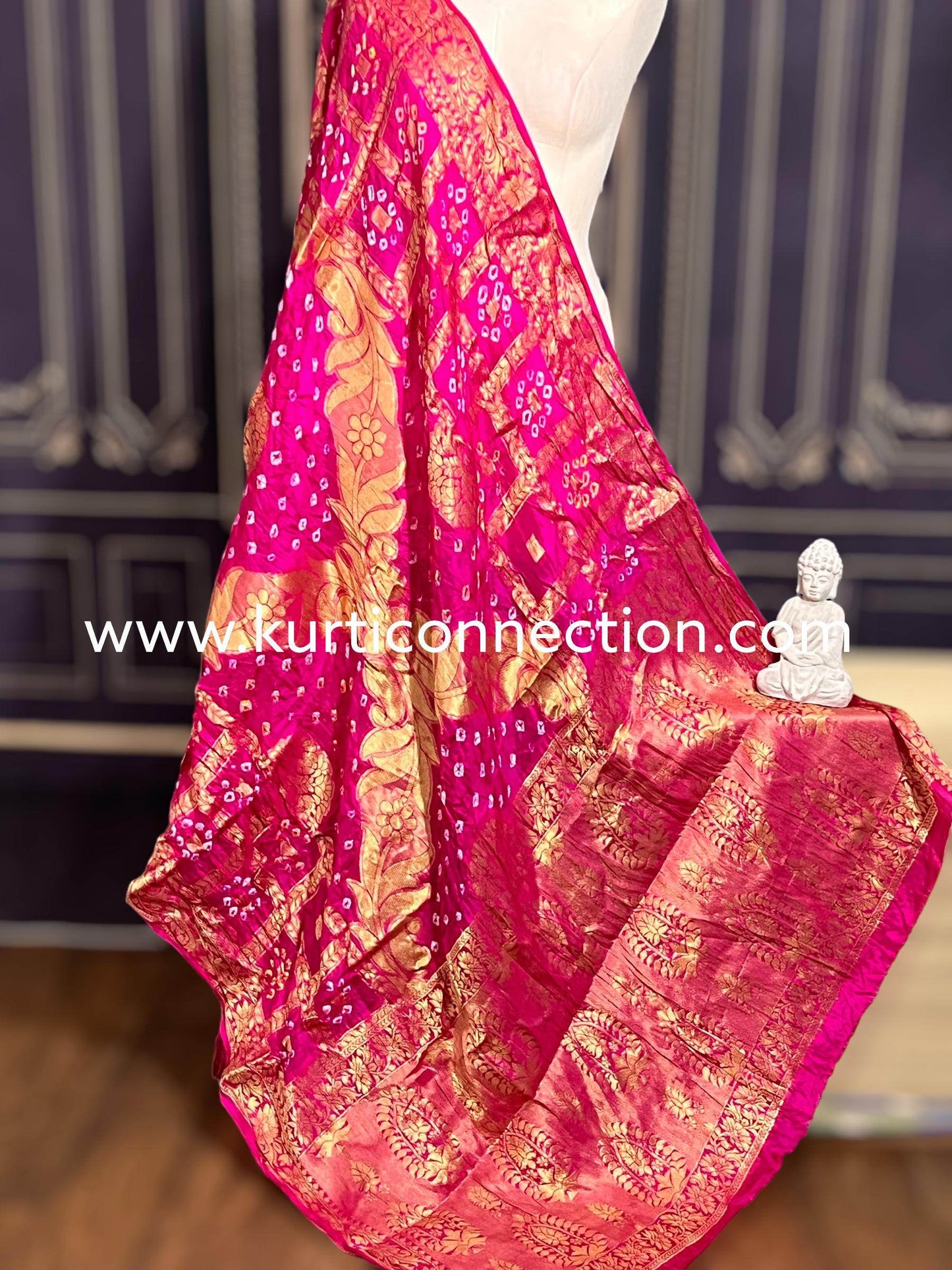 Banarsi silk bandhani dupatta - Kurti Connection USA
