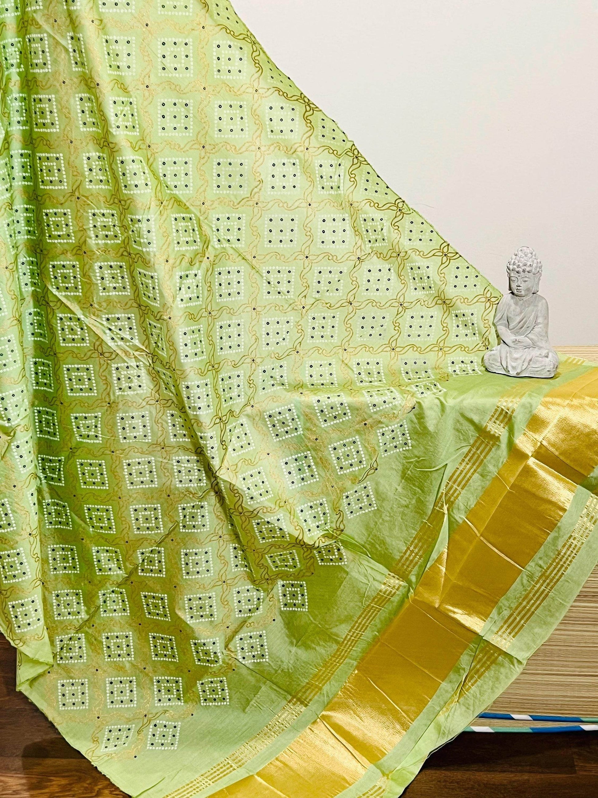Bandhani print dupatta, cotton silk dupatta with bandhani print - Kurti Connection USA