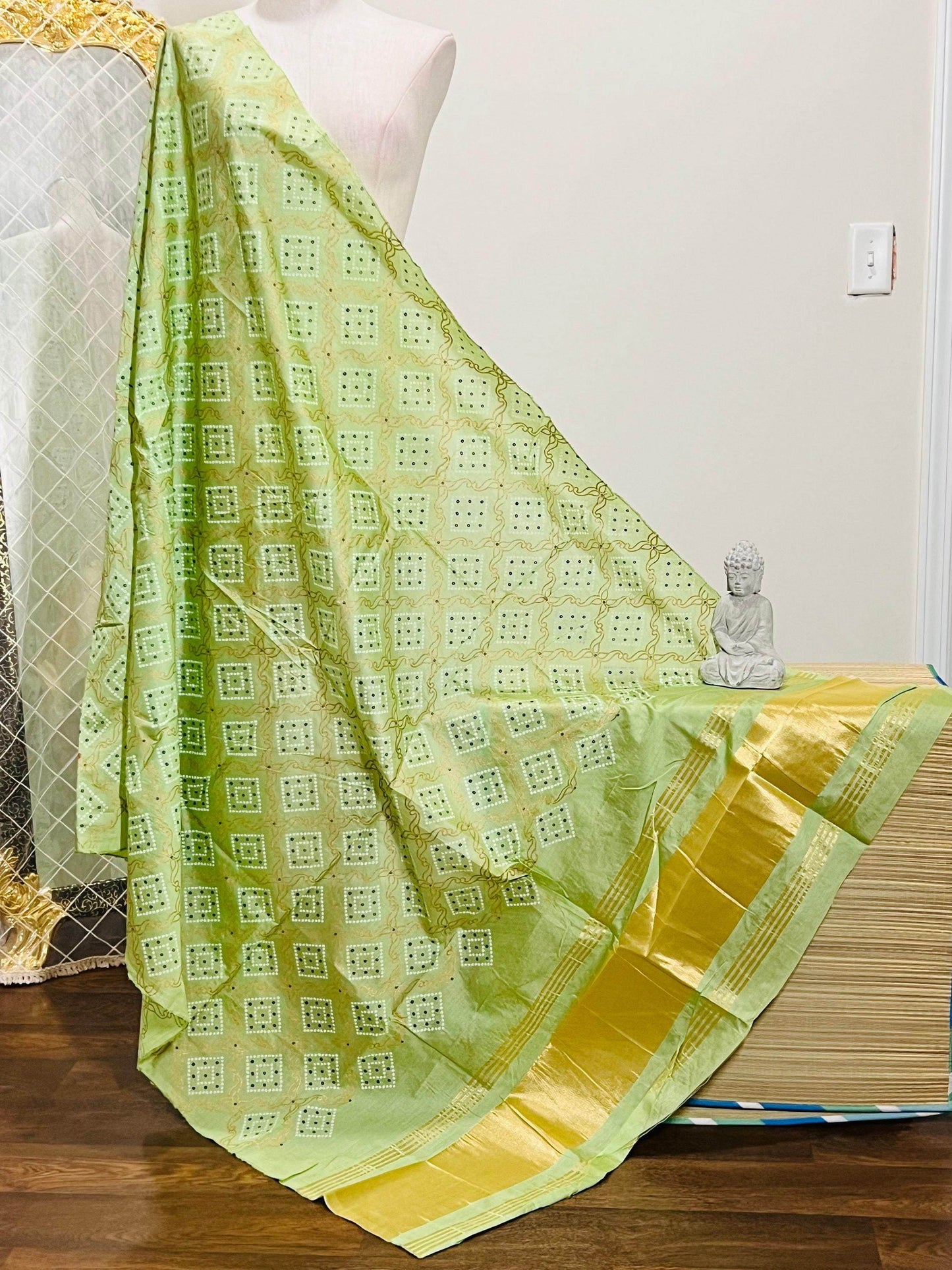 Bandhani print dupatta, cotton silk dupatta with bandhani print - Kurti Connection USA