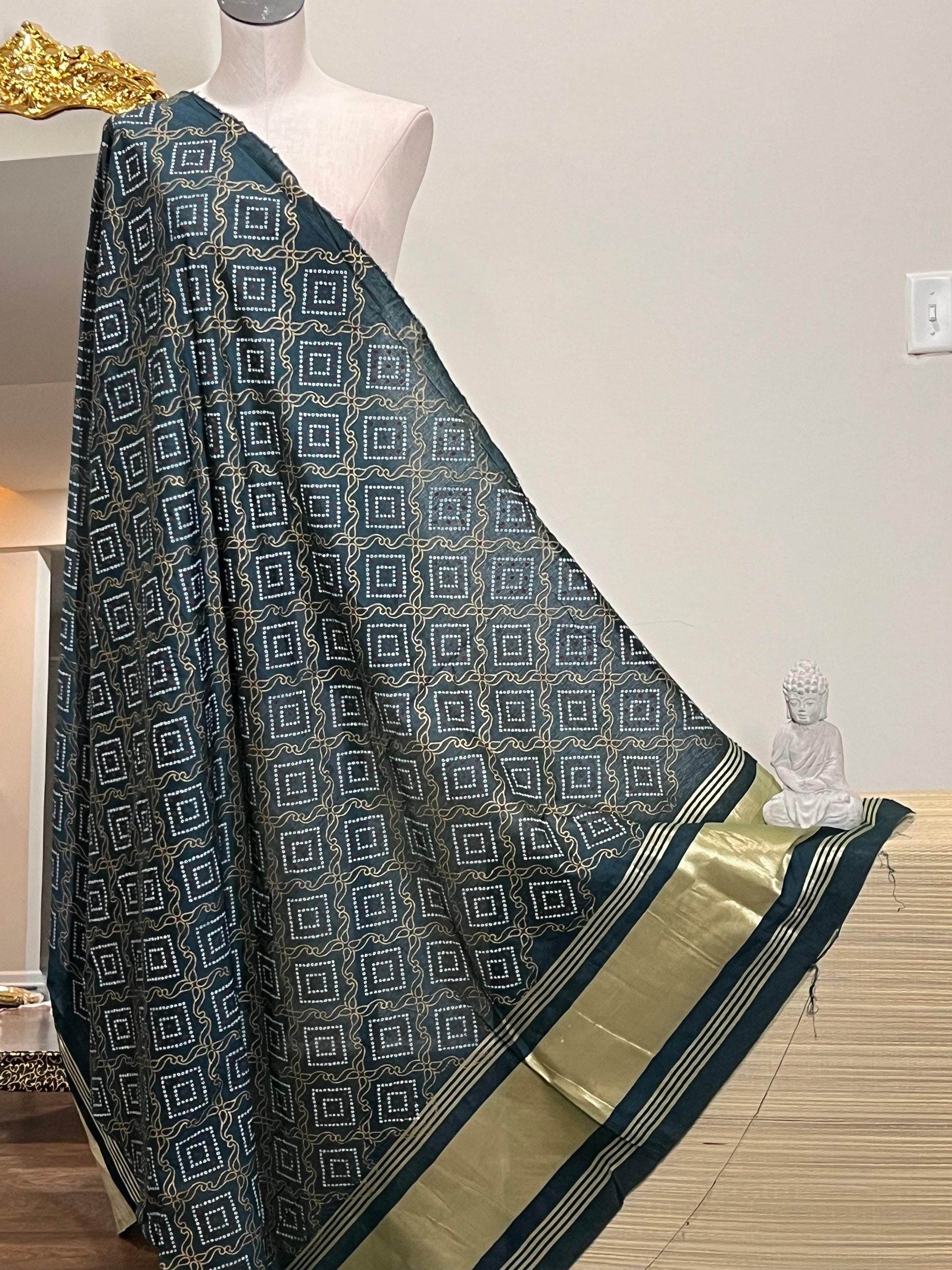 Bandhani print dupatta, cotton silk dupatta with bandhani print - Kurti Connection USA
