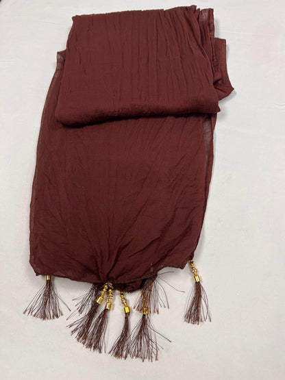 Chocolate brown chiffon dupatta - Kurti Connection USA