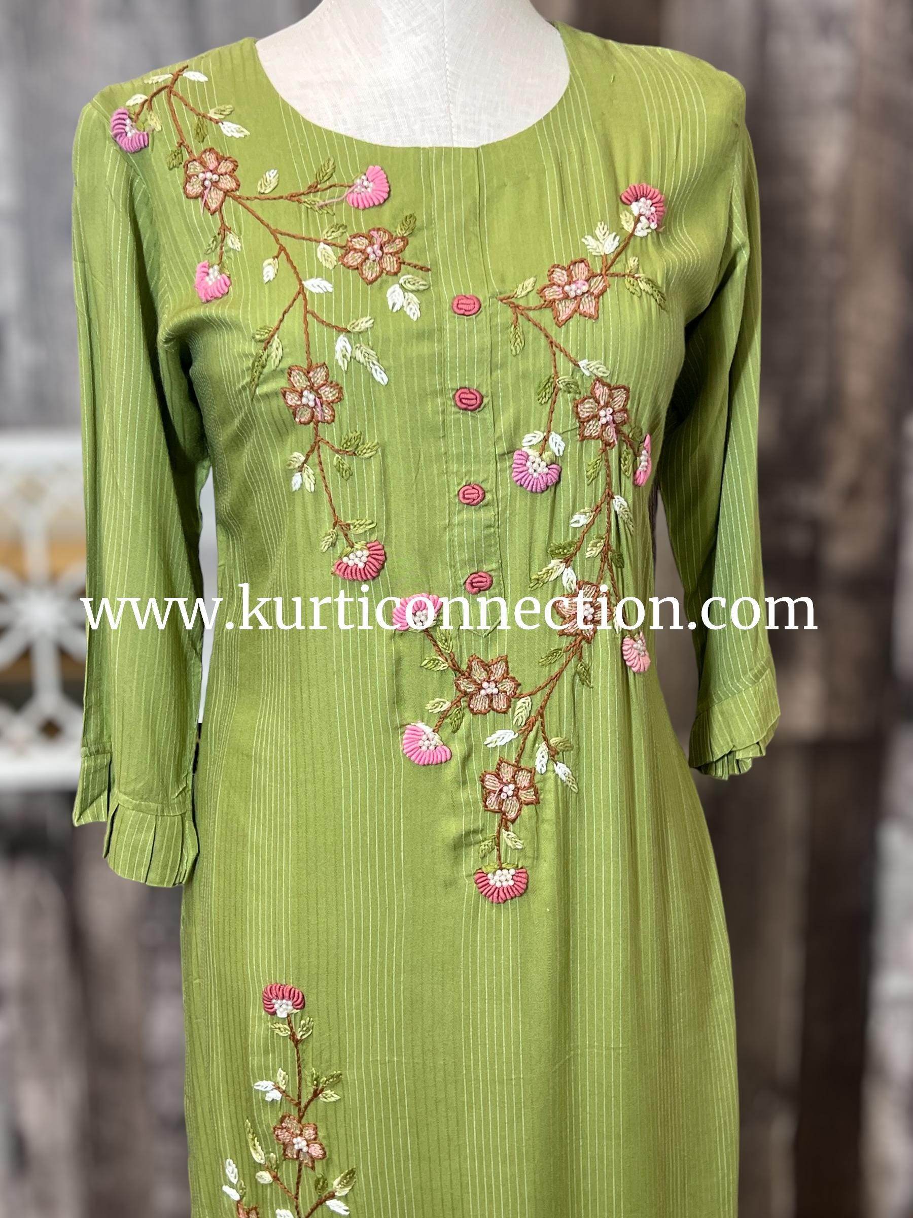 Embroidered cotton kurti - Kurti Connection USA