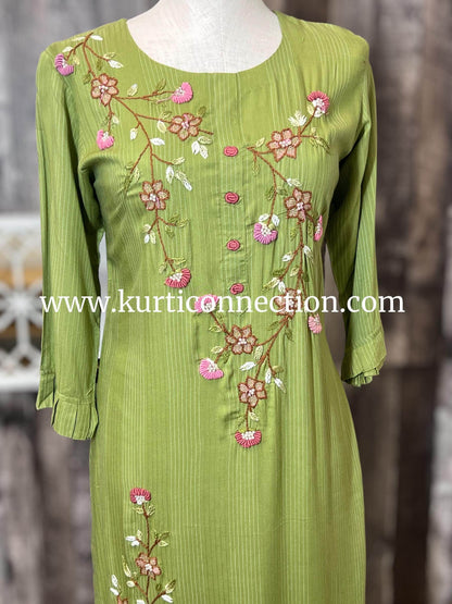 Embroidered cotton kurti - Kurti Connection USA