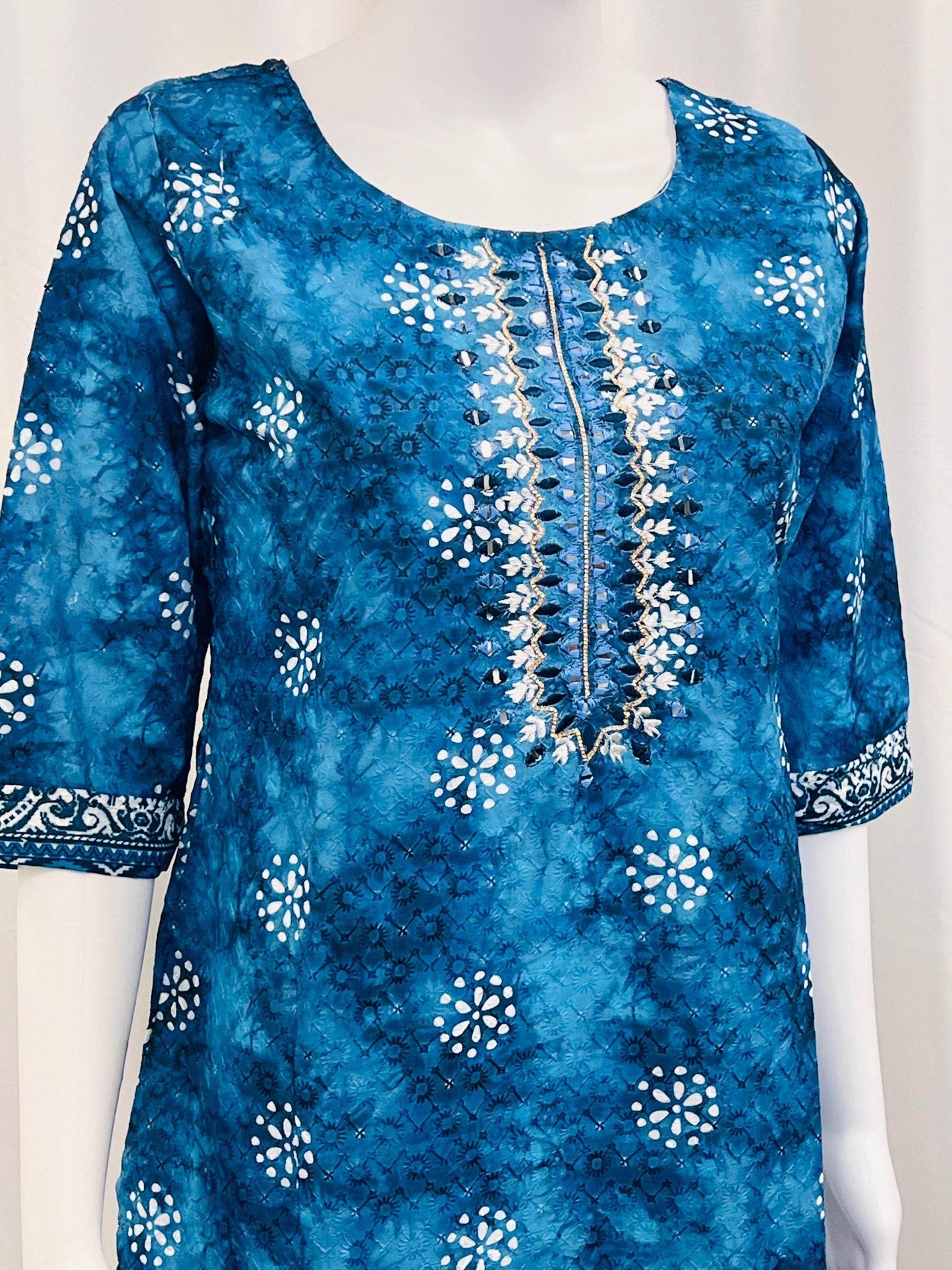Cotton chikankari kurti - Kurti Connection USA