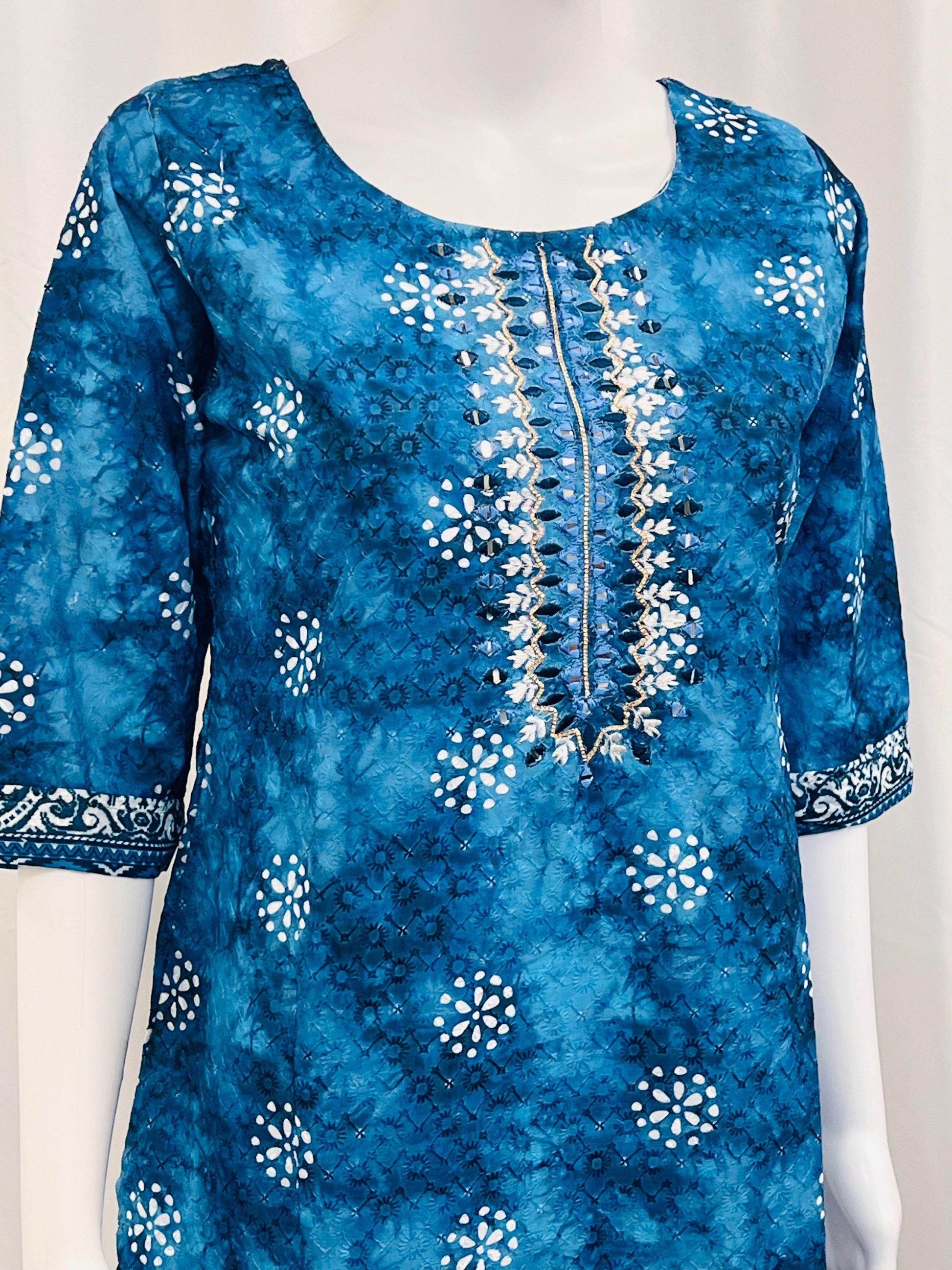 Cotton chikankari kurti - Kurti Connection USA