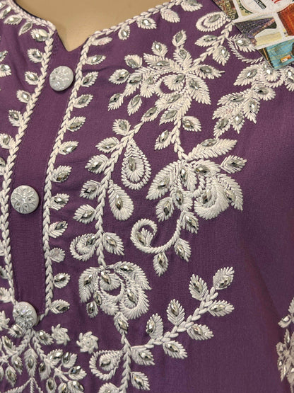 Violet : Chikankari kurti - Kurti Connection USA