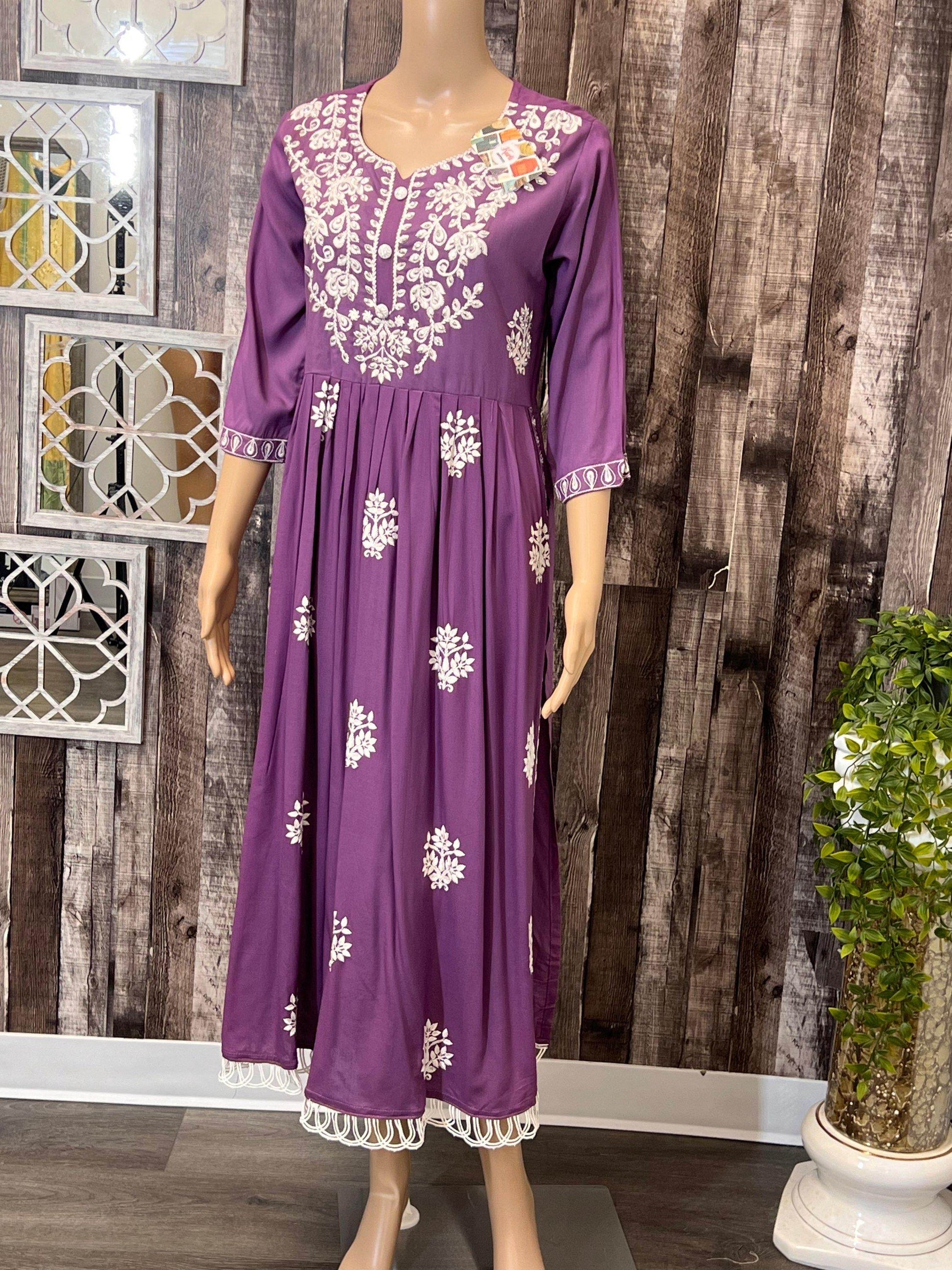 Violet : Chikankari kurti - Kurti Connection USA