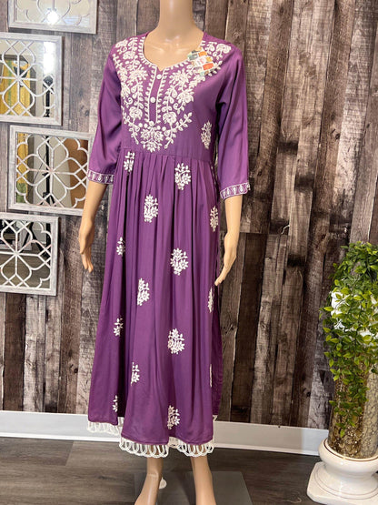 Violet : Chikankari kurti - Kurti Connection USA