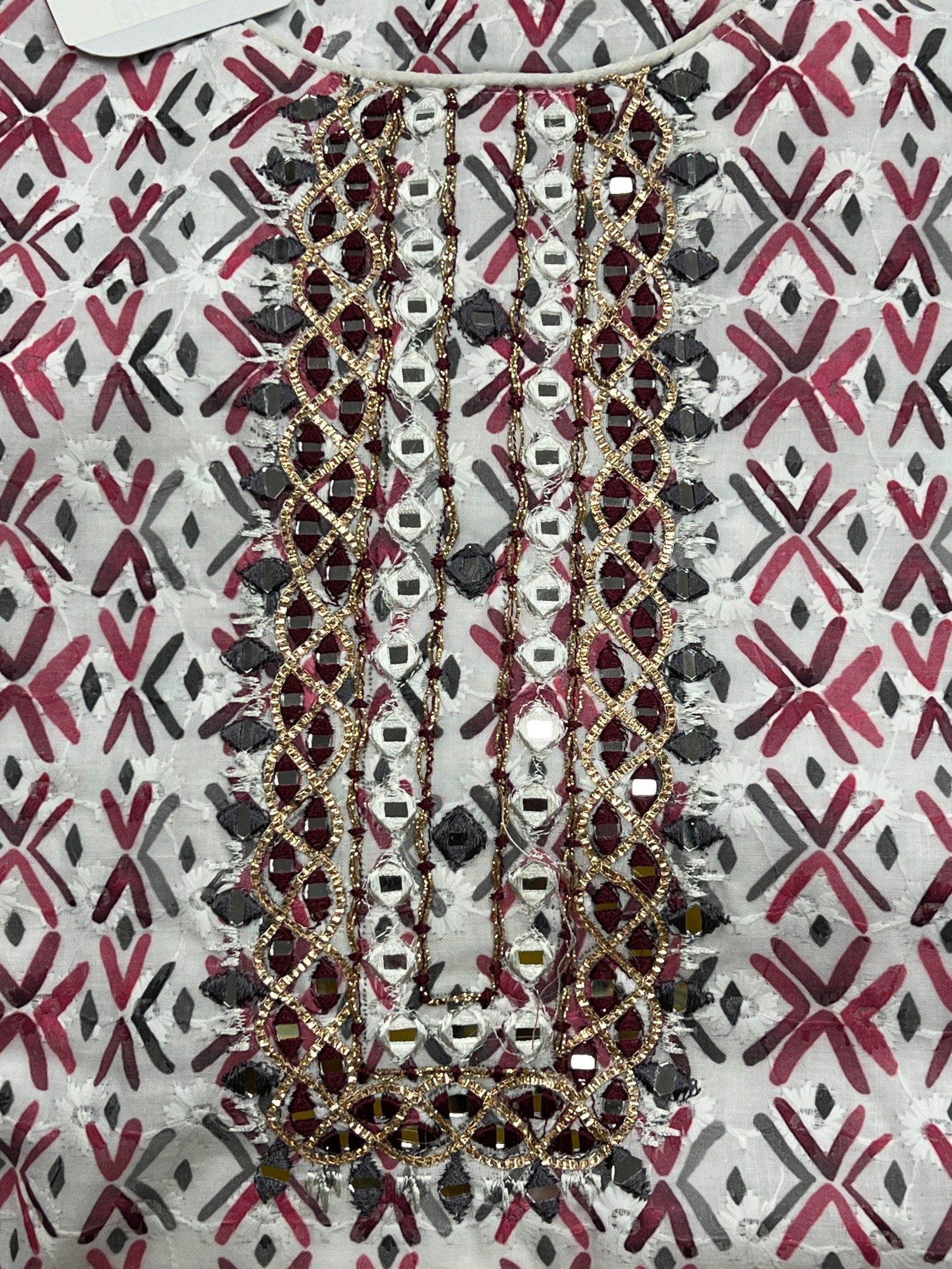 Cotton chikankari kurti - Kurti Connection USA