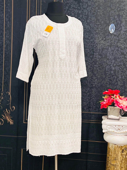 Rayon Chikankari kurti - Kurti Connection USA