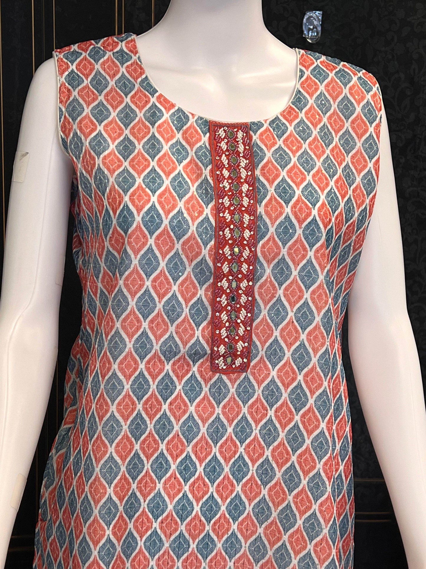 Chiffon kurti with sequin work - Kurti Connection USA
