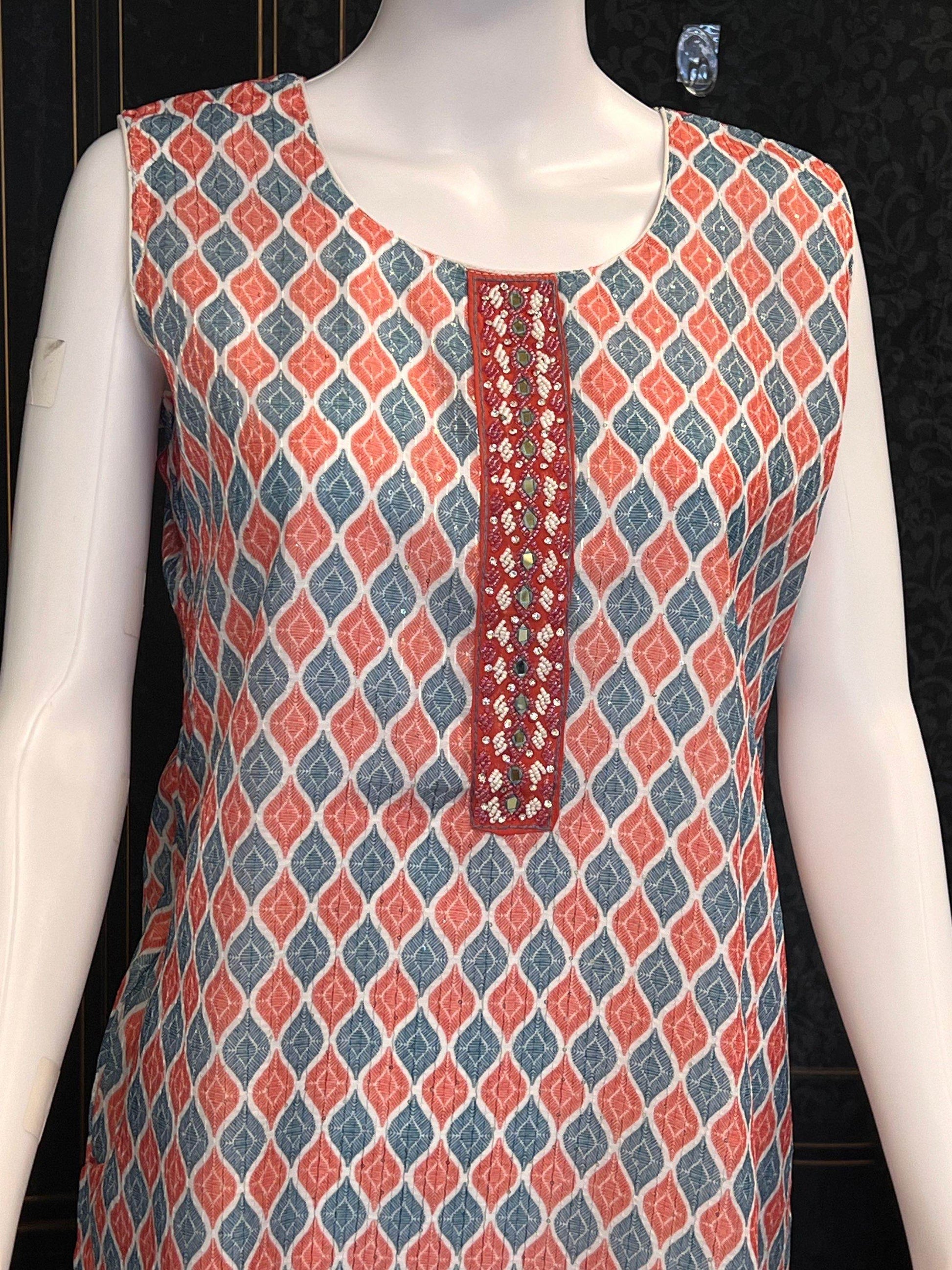 Chiffon kurti with sequin work - Kurti Connection USA