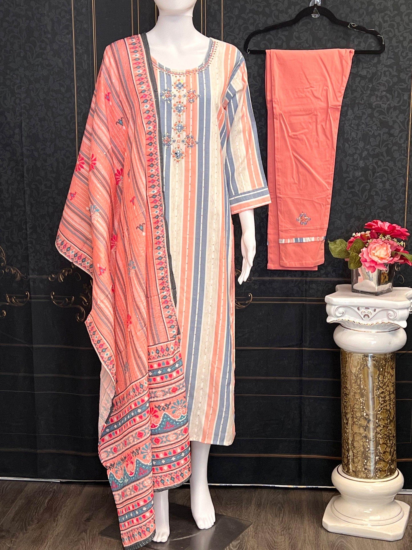 Soft cotton kurti pant set - Kurti Connection USA