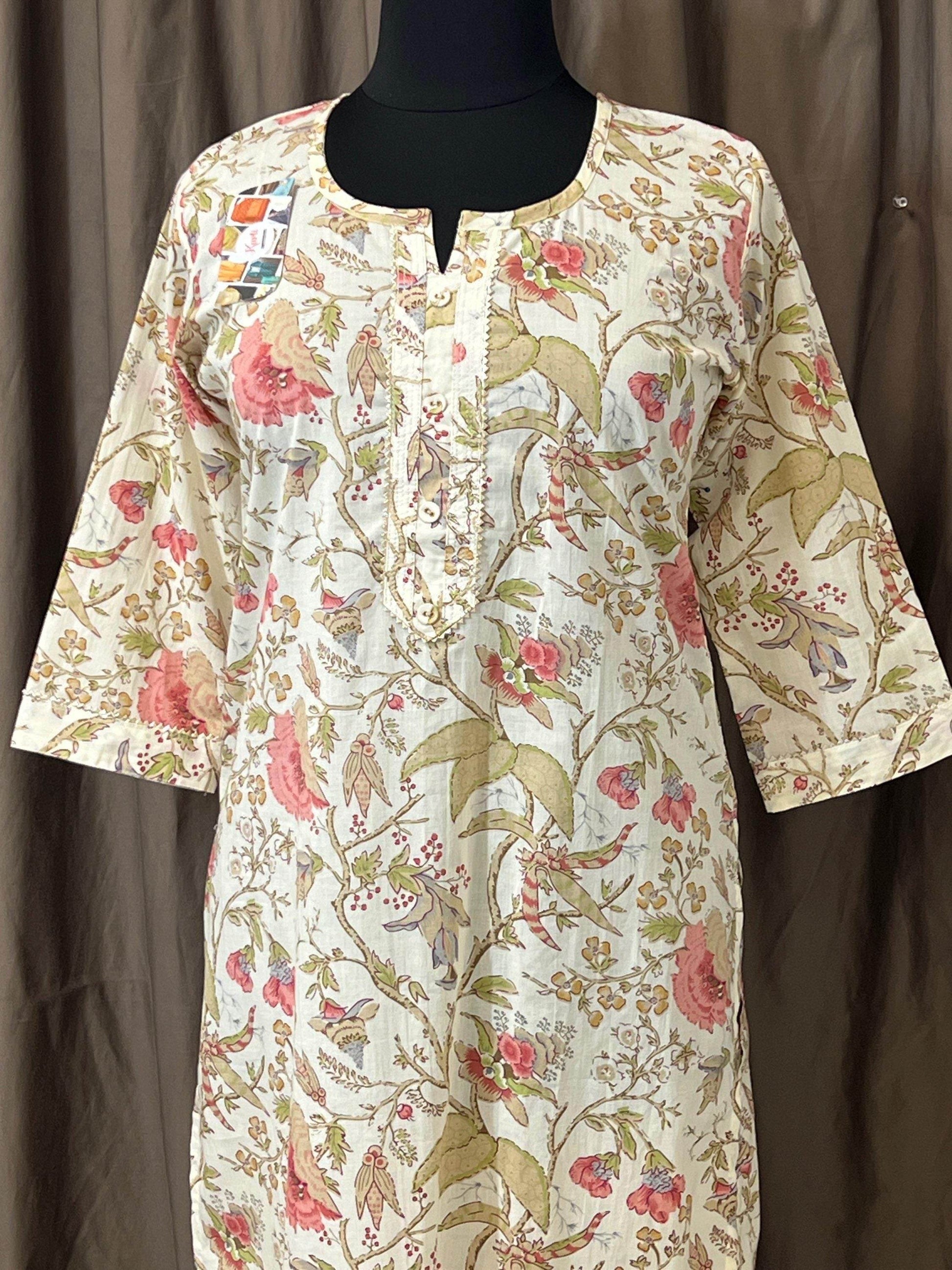 Mulmul cotton kurti - Kurti Connection USA