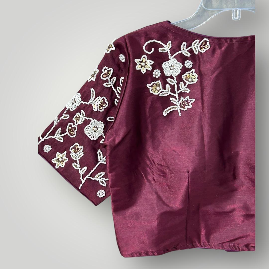 Silk Blouse | Pearl work - Kurti Connection USA