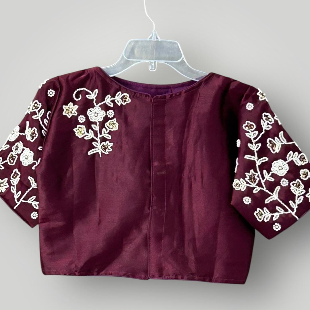 Silk Blouse | Pearl work - Kurti Connection USA