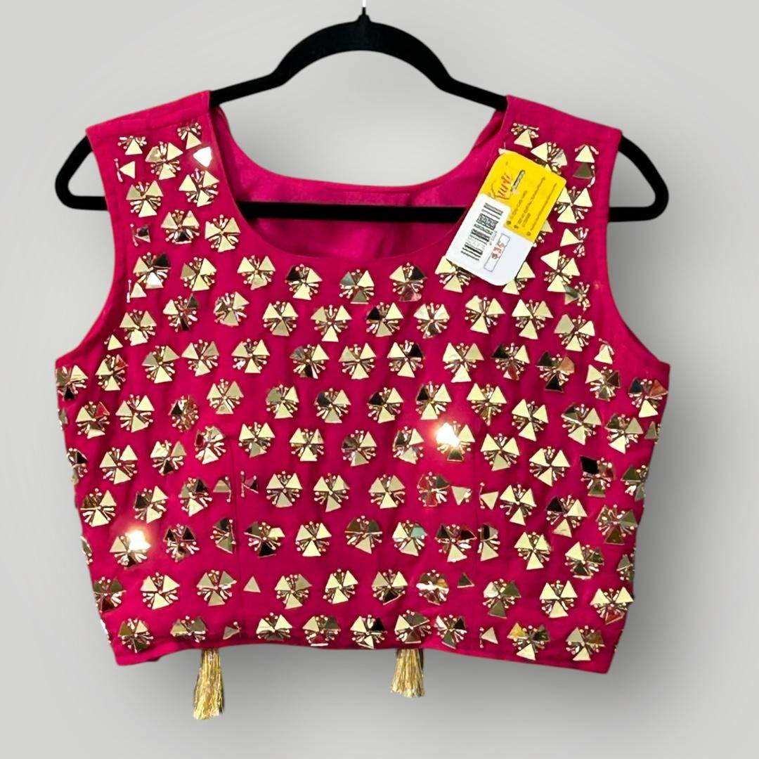 Mirror work Blouse with side zipper - Kurti Connection USA