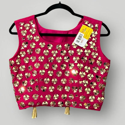 Mirror work Blouse with side zipper - Kurti Connection USA