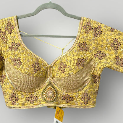 Golden Blouse | sabyasachi cut blouse - Kurti Connection USA