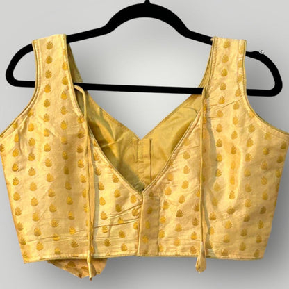 Sleeveless gold blouse - Kurti Connection USA