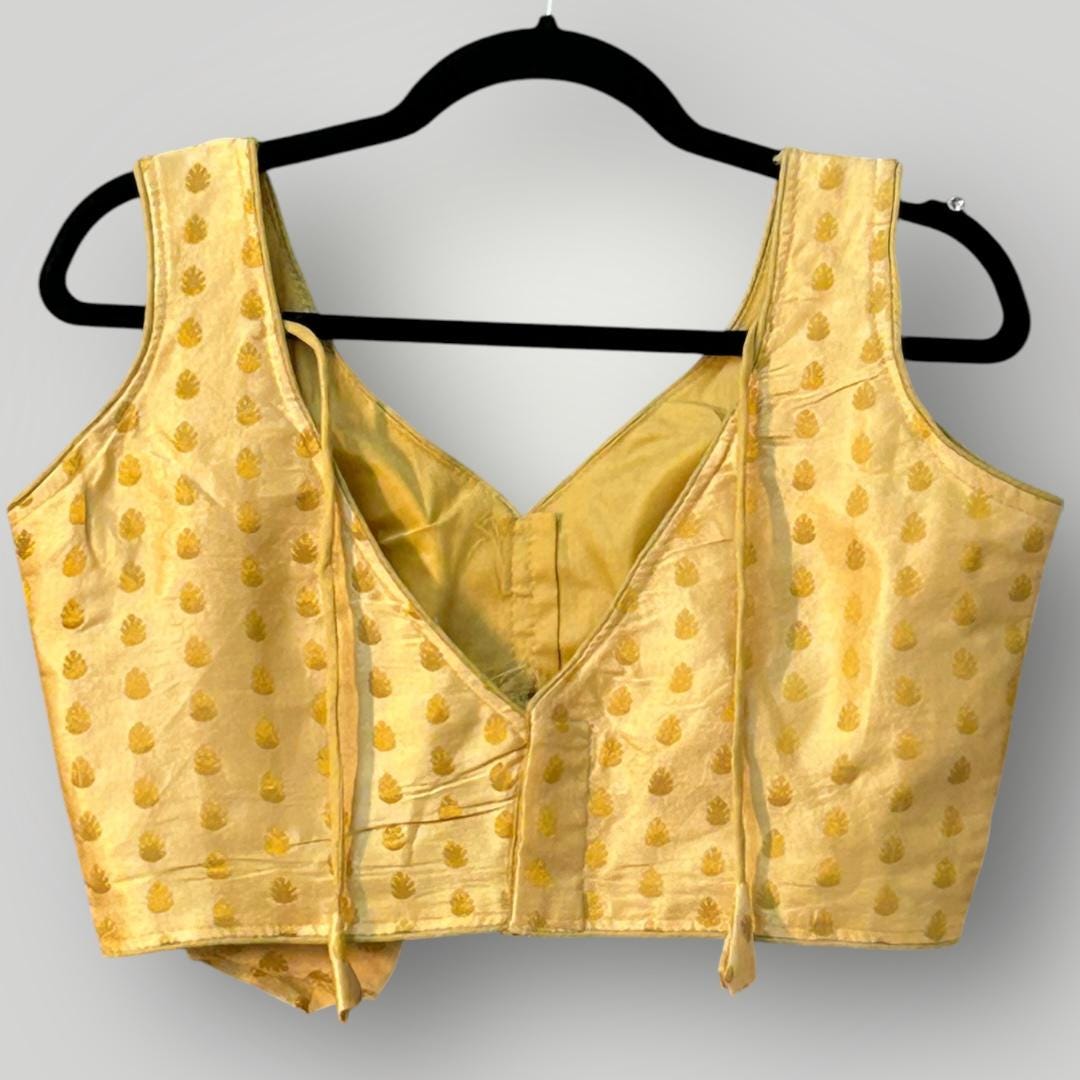 Sleeveless gold blouse - Kurti Connection USA