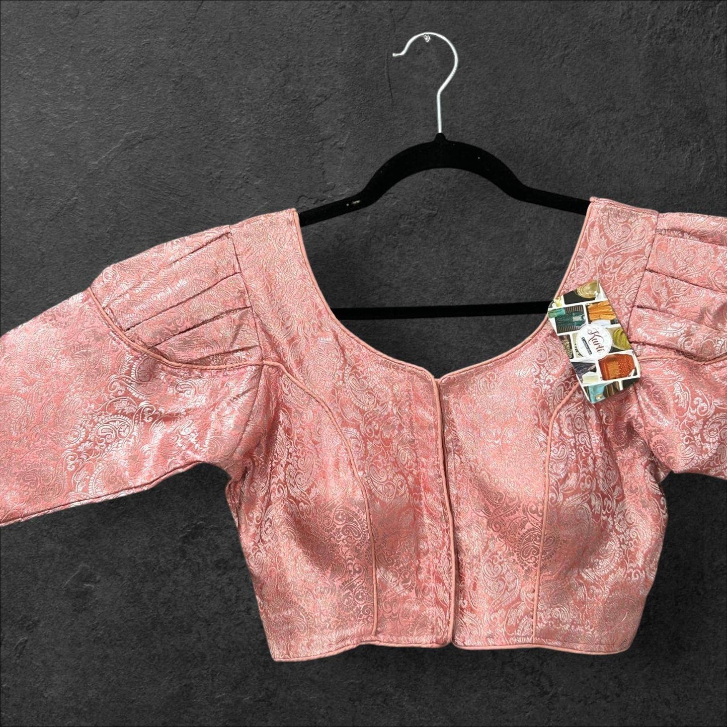 Peach silver blouse - Kurti Connection USA