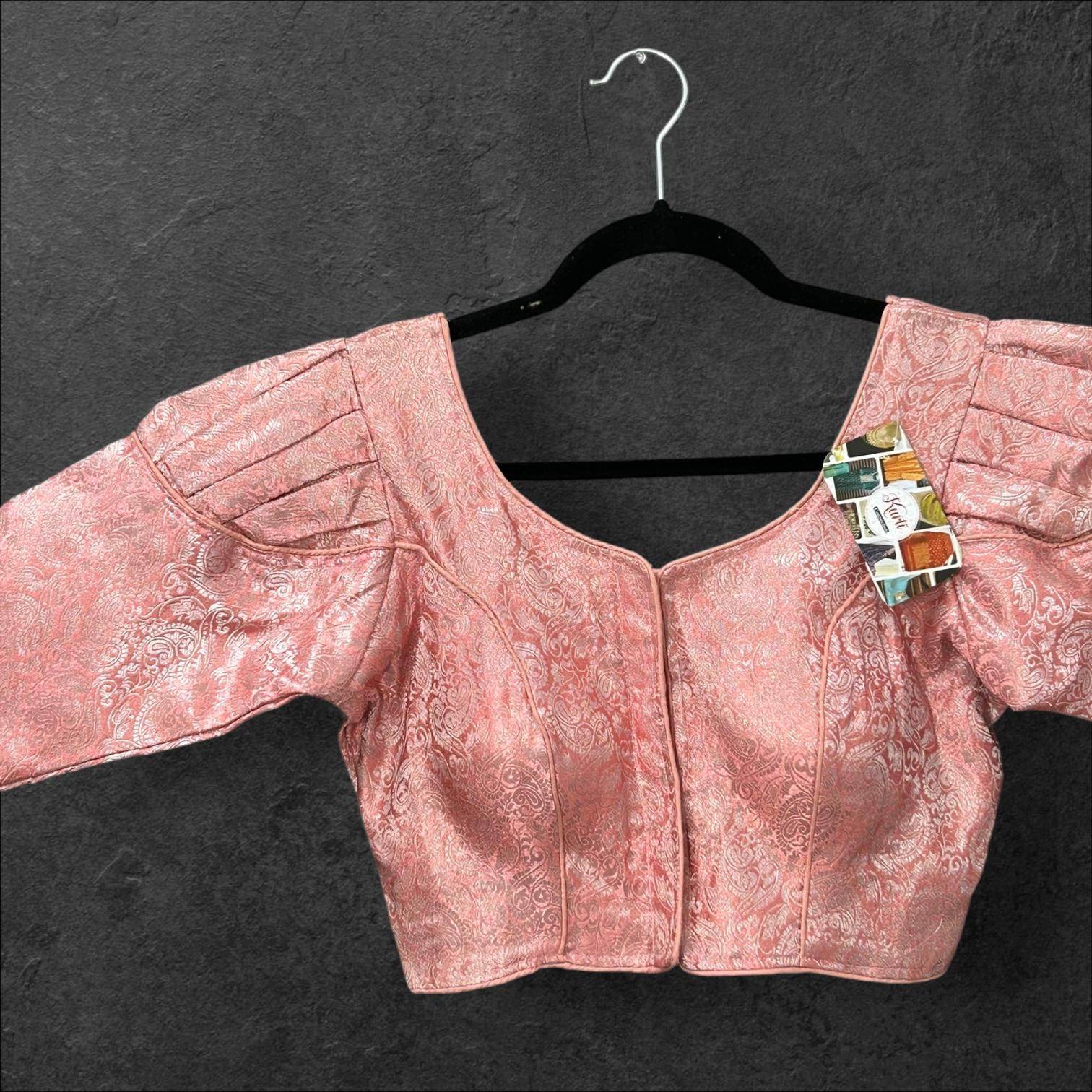 Peach silver blouse - Kurti Connection USA