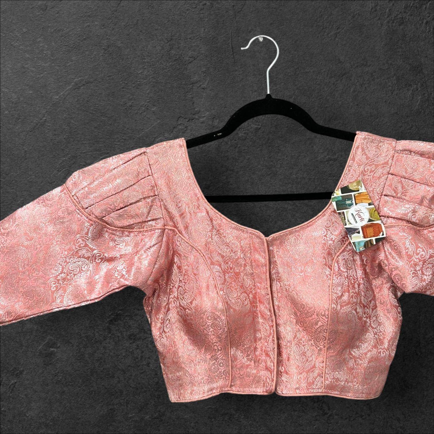 Peach silver blouse - Kurti Connection USA