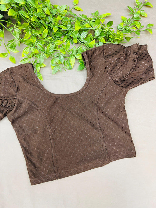 Strechable blouse | dark brown - Kurti Connection USA
