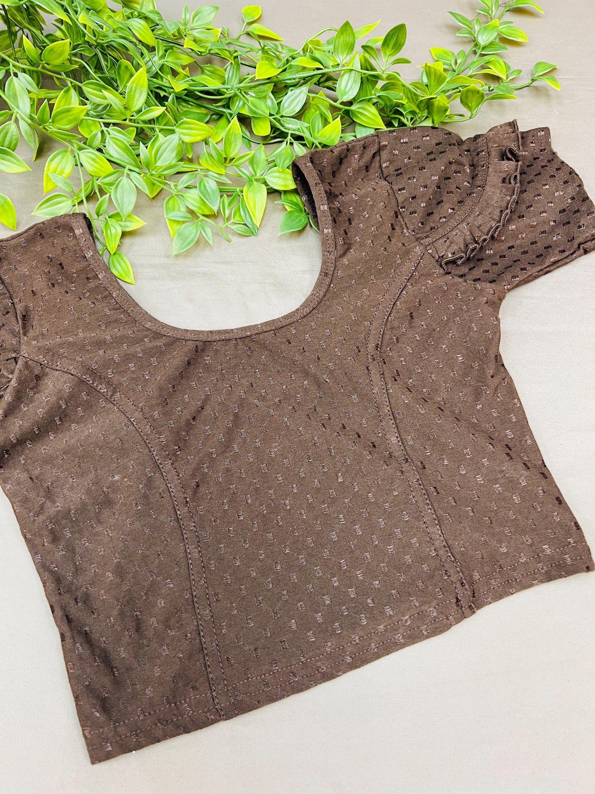 Strechable blouse | dark brown - Kurti Connection USA
