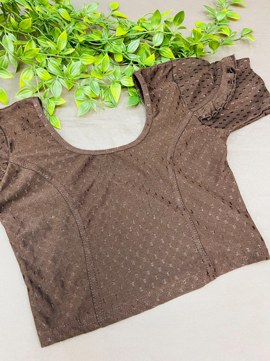 Strechable blouse | dark brown - Kurti Connection USA