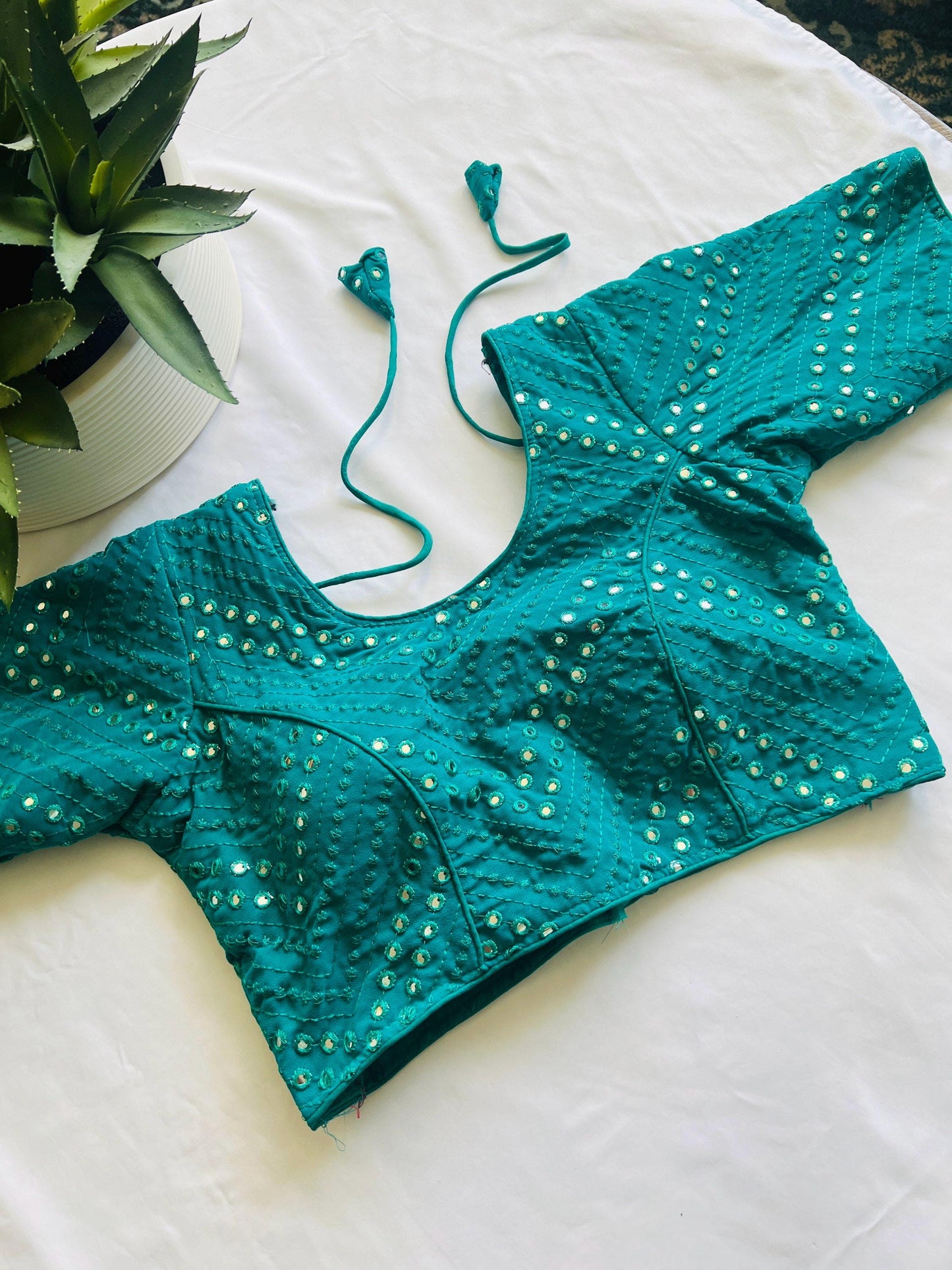 Foil mirror work blouse - Kurti Connection USA