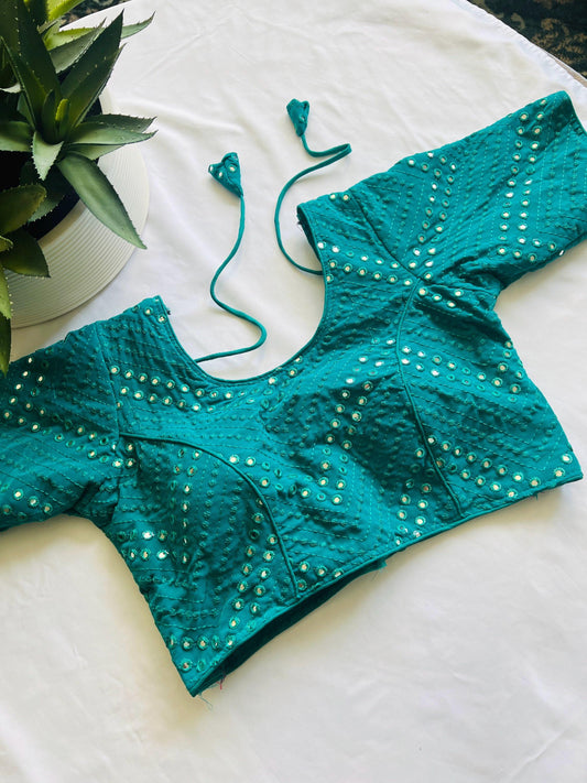 Foil mirror work blouse - Kurti Connection USA
