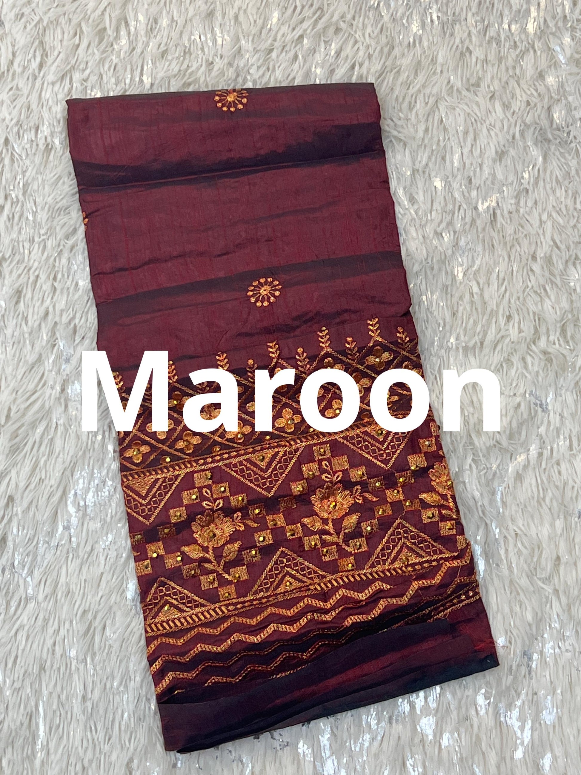 Embroidered blouse piece / unstitched blouse piece / silk material - Kurti Connection USA