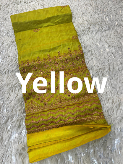Embroidered blouse piece / unstitched blouse piece / silk material - Kurti Connection USA